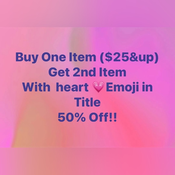 Other - 💗Buy one item($25 & up)get 2nd(= or less)with a heart emoji in title for 50% off